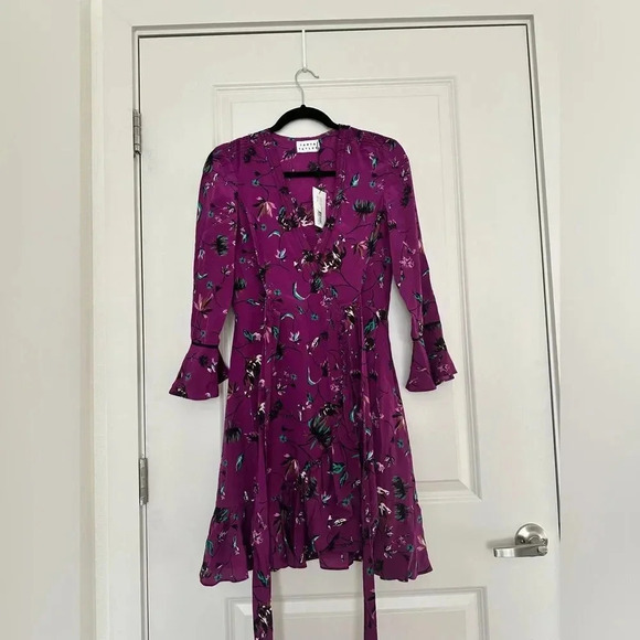 Tanya Taylor Nomi Vines Faux Wrap Silk Dress Size S - Picture 8 of 12